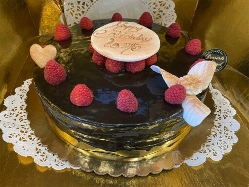 Fruit Mousse Cake with Choclate Glaze - dessertsbygerard.com